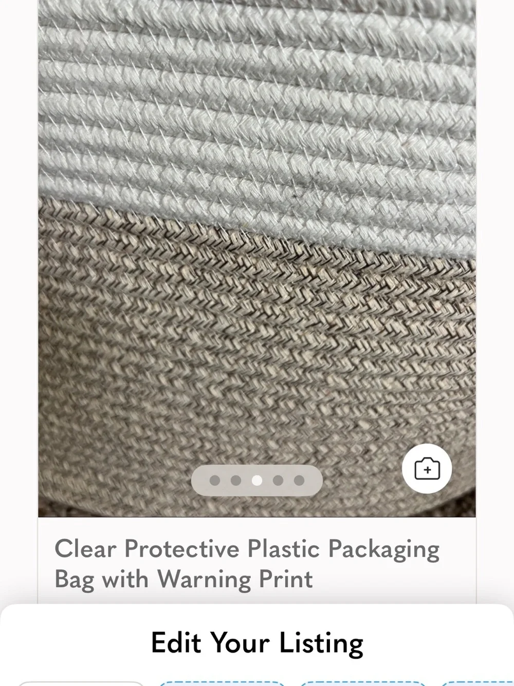 Two-Tone White and Tan Cotton Rope Storage Basket